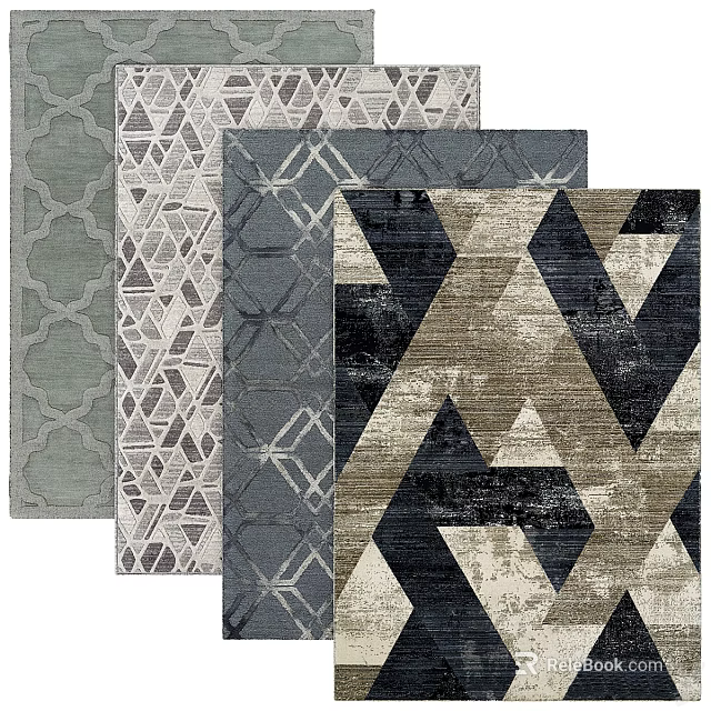 Modern Square Rugs With Geometric Patterns And Various Colors For Home Decor 3d model