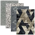 Modern Square Rugs With Geometric Patterns And Various Colors For Home Decor 3d model