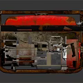 Vintage Rusty Red Generator With Metal Frame And Mechanical Parts