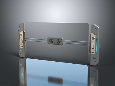 Stainless Steel Electronic Panel With Side Connectors And Circular Interface Components 3d model