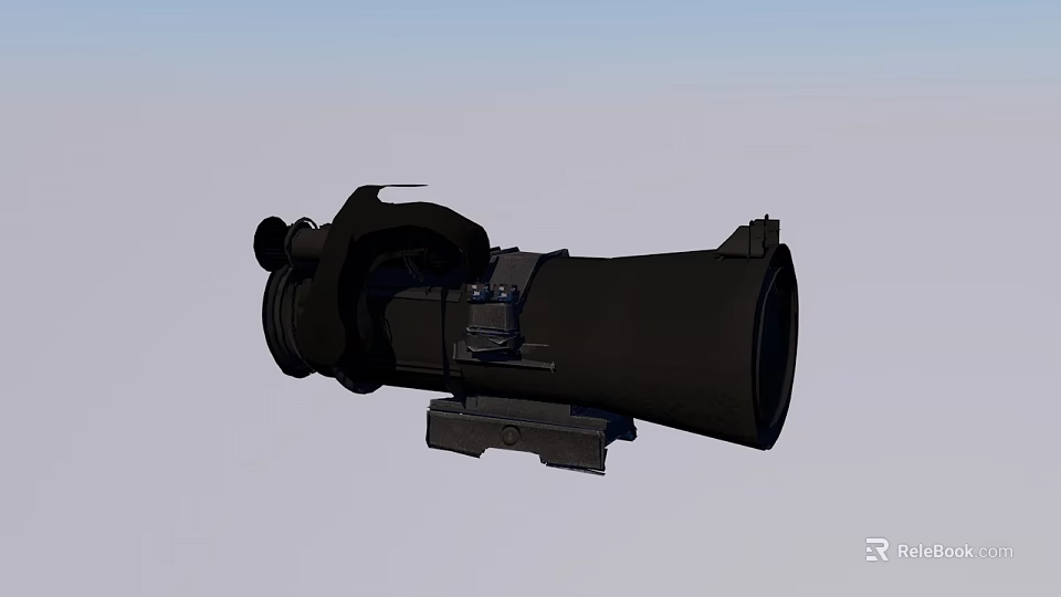 Black Tactical Sniper Scope With Mount Base And Optical Lens 3d model 