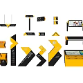Creative Modern Signage With Directional Arrows Information Boards And Yellow Black Displays