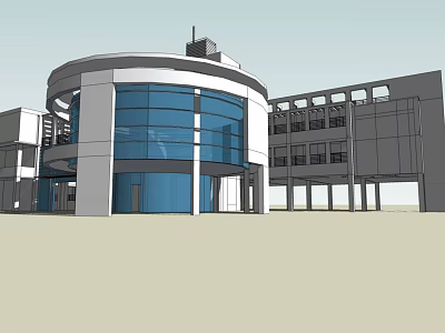 Modern Office Building With Circular Glass Curtain Wall And Sleek Exterior Design 3d model
