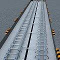 Construction Site Metal Structure Platform With Yellow Black Warning Strips And Safety Rails