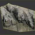 Stone Mountain Model With Wood Base And Red Markers On Rock Surface