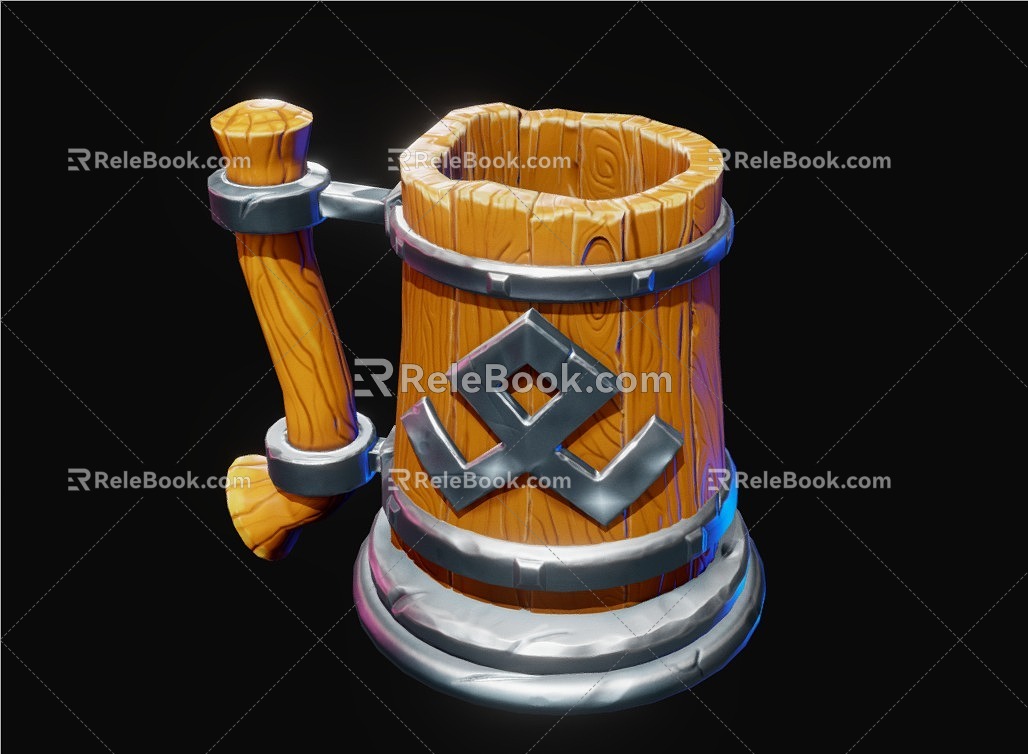 Hand-painted Cup Hand-painted Wooden Cup Cartoon Wooden Cup Style Cup 3d model