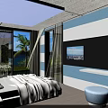 Modern Swimming Pool Area With Outdoor Lounge Wooden Deck And Glass Railings