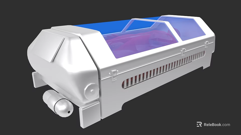Medical Device with Transparent Lid and Purple Light for Therapeutic Use 3d model 