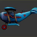 Electric Toy Blue Biplane With Red Propeller And Wheels For Kids Playtime