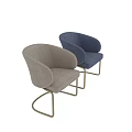 Modern Navy Blue Velvet Accent Chair With Pleated Armrest And Gold Metal Legs