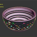Blue And White Daily Use Bowl With Star Patterns And Concentric Circles