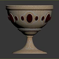 Antique Furniture Decorative Cup With Intricate Carvings And Red Stones