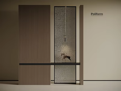 Modern Entryway Console Cabinet And Side Cabinet With Wooden Frame Glass Panel Design 3d model