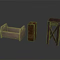 Small Wooden Furniture Collection Including Storage Box Square Container And Shelf Stand