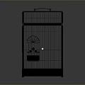 Bird Cage With Metal Frame Handle Wooden Perch And Black Base For Birds