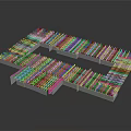 Detailed Architectural Building Model With Frame Structure And Golden Rods Rectangular Layout