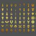 Golden Abstract Symbols Collection With Various Icon Design Elements 3d model