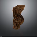 Intricately Carved Wooden Architectural Component With Traditional Patterns And Decorative Details