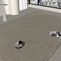 Beige Square Rug In Modern Living Room With White Headphones Open Magazine And Floor Lamp