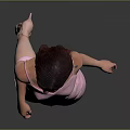 Little Girl In Pink Dress Walking Against Gray Gradient Background
