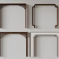 Chinese Style Decorative Frames With Carved Patterns In Brown And White Tones 3d model