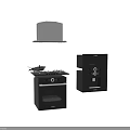Modern Black Kitchen Appliances Featuring Range Hood Stove Oven And Coffee Maker 3d model