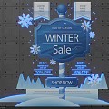 End of Season Winter Sale Promotion With Snowflakes And Shop Now Button