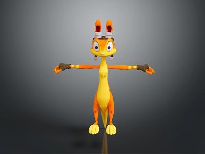 Cartoon Character Sculpture 3D Model With Yellow Orange Striped Body Cute Playful Design 3d model