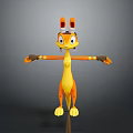 Cartoon Character Sculpture 3D Model With Yellow Orange Striped Body Cute Playful Design