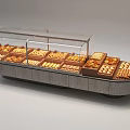 Curved Display Shelf With Transparent Glass Cover For Baked Goods And Pastries