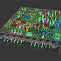 Detailed Industrial Multilayer Piping System Model With Colorful Pipes And Structure