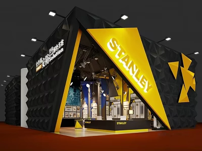STANLEY Shopping Mall Store With Modern Black And Yellow Geometric Design And Display Area 3d model