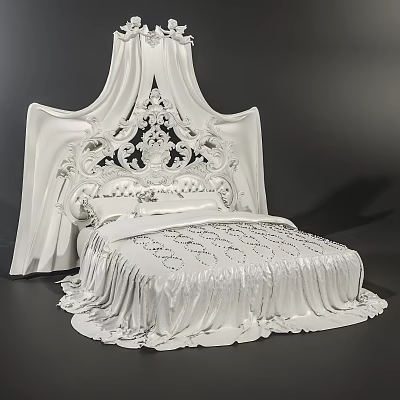 European-style double bed 3d model