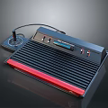 Vintage Electronic Game Console With Controller Power Button And Game Cartridge Slot Design