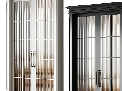 Modern Double Doors Design With Ribbed Glass In Light And Dark Colors 3d model
