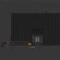 Modern Triangular Cabin with Black Roof Large Glass Windows Wooden Deck Table Chairs and Steps