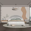 Modern Bedroom Interior Design With Curved Headboard Curved LED Lighting And Large Windows