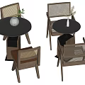 Rattan Casual Table and Chair Combination 3d model
