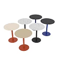 Modern Round Coffee Table With White Speckled Top Black Column And Circular Base 3d model