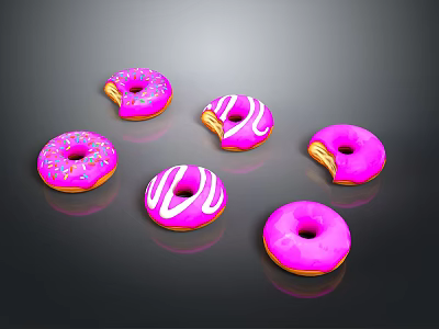 Pink Donut Themed Wall Decor With Sprinkles White Stripes And Bite Marks 3d model
