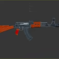 3D Rendered Red And Blue Assault Rifle Featuring Metallic Magazine And Stock Parts