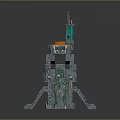 Game Movie Sci-Fi Mechanical Tower Character Featuring Green Orange Support Legs And Antenna