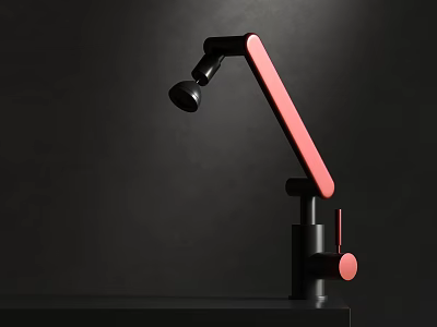 Modern Black and Pink Faucet with Long Arm and Sleek Contemporary Design 3d model