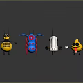 Colorful Cartoon Game Movie Characters With Various Shapes And Unique Designs