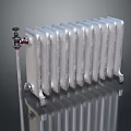 Silver Cast Iron Radiator Heating Appliance With Control Valve And Reflective Surface