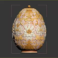 Ornate Decorative Egg With Gold Silver Floral Patterns And Pink Base Top Ornament