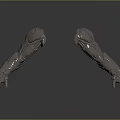 Silver Mechanical Arms Of Mechanical Character With Intricate Textures Metallic Structure And Reflective Effect