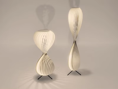 Modern Spiral Floor Lamps with White Shade Black Base and Soft Light Shadow Effects 3d model
