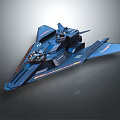 Blue Sci-Fi Spaceship With Sleek Design Futuristic Cockpit And Accent Lines