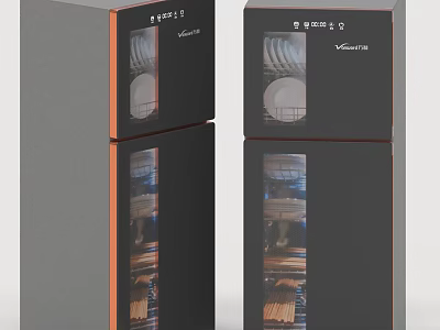 Vanward Daily Use Electric Appliance With Black Glass Door And Double Vertical Tableware Storage 3d model